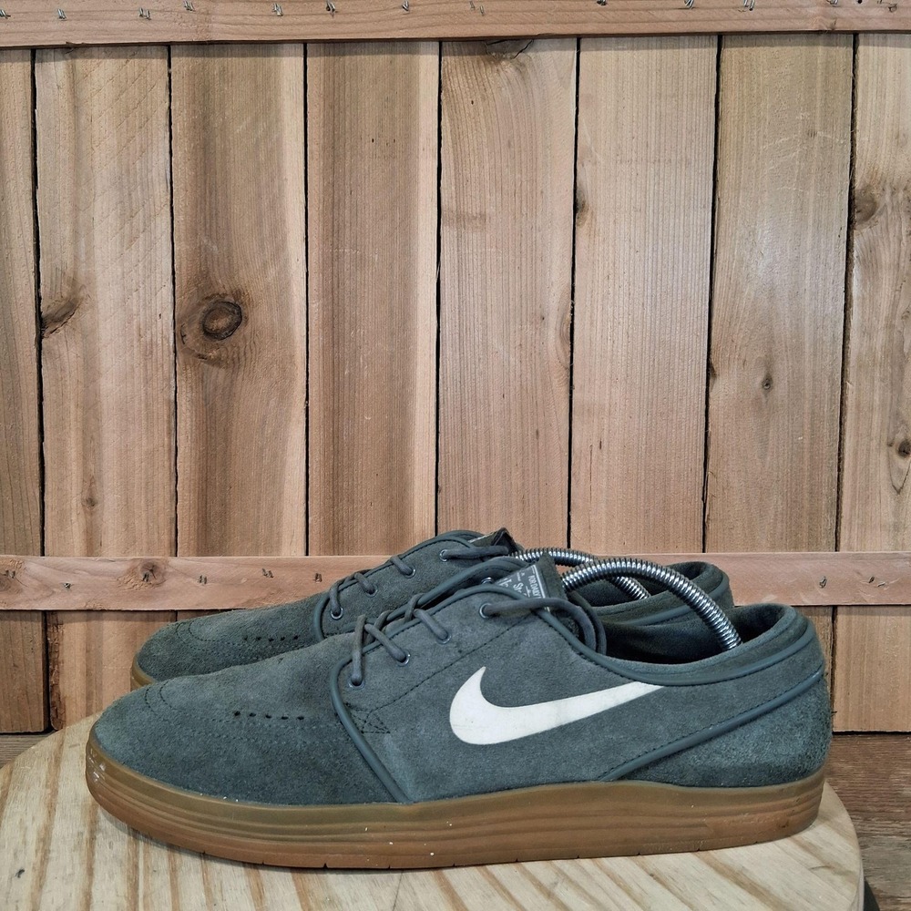 Nike SB Lunar Stefan Janoski Shoes Mens 12 Green Suede Skateboarding Sneakers